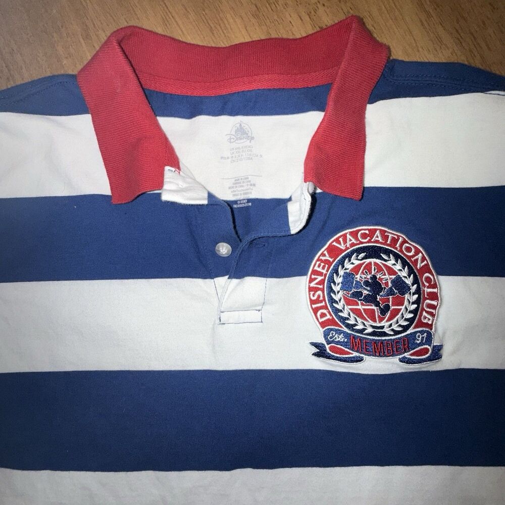 Disney Vacation Club Member Rugby Polo XXL Mickey Mouse Red White Blue Patriotic